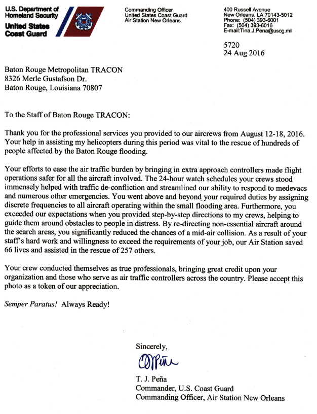 BTR Coast Guard Letter